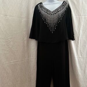 JM Studios , Black one piece jumpsuit with bling, size 12